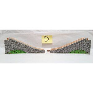 Vintage Lot of 2 Learning Curve Brands Wood Gray Stone Print Train Ramps - Lot D